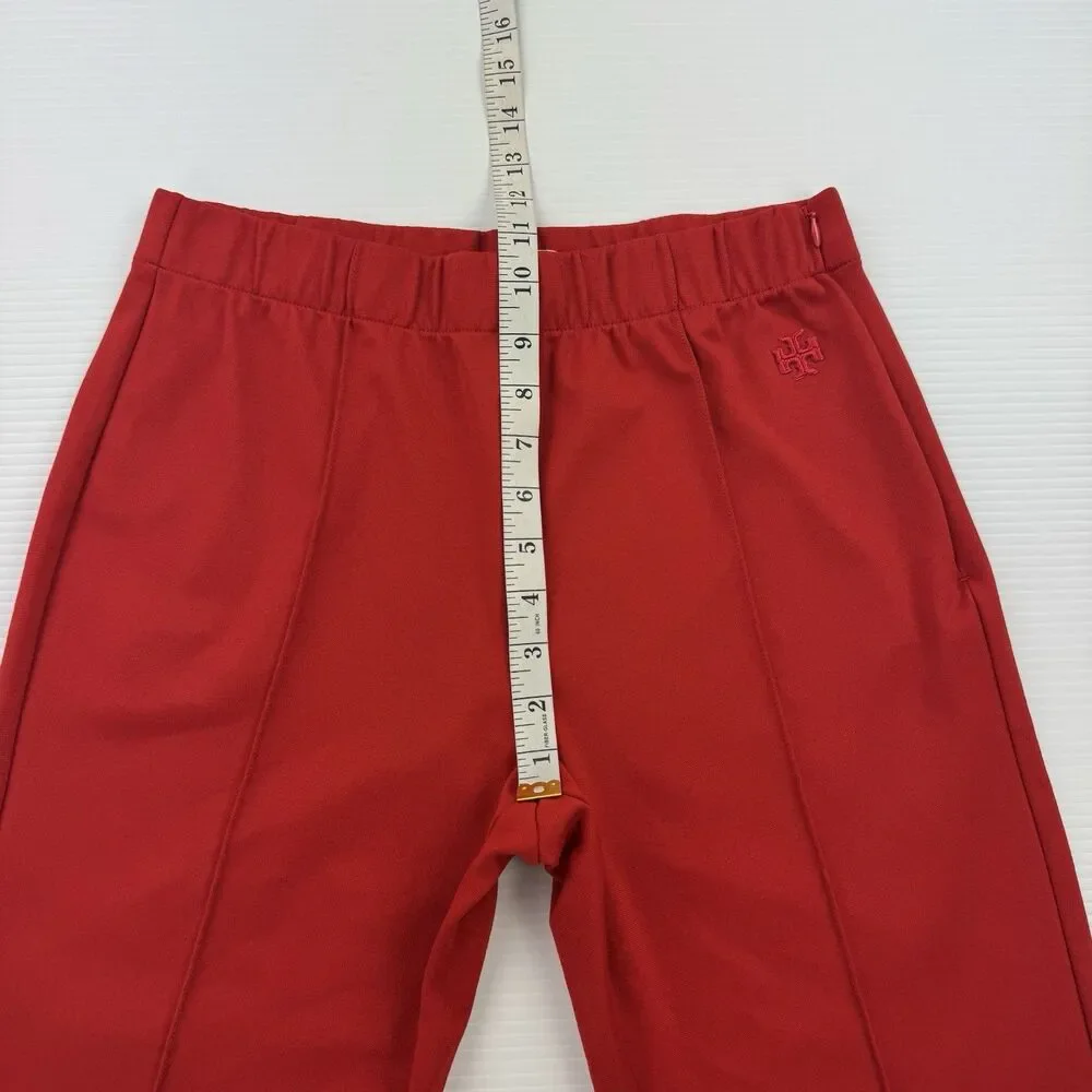 Tory Burch Sport Red Track Pants Women Large Flare Leg Stretch Pull On